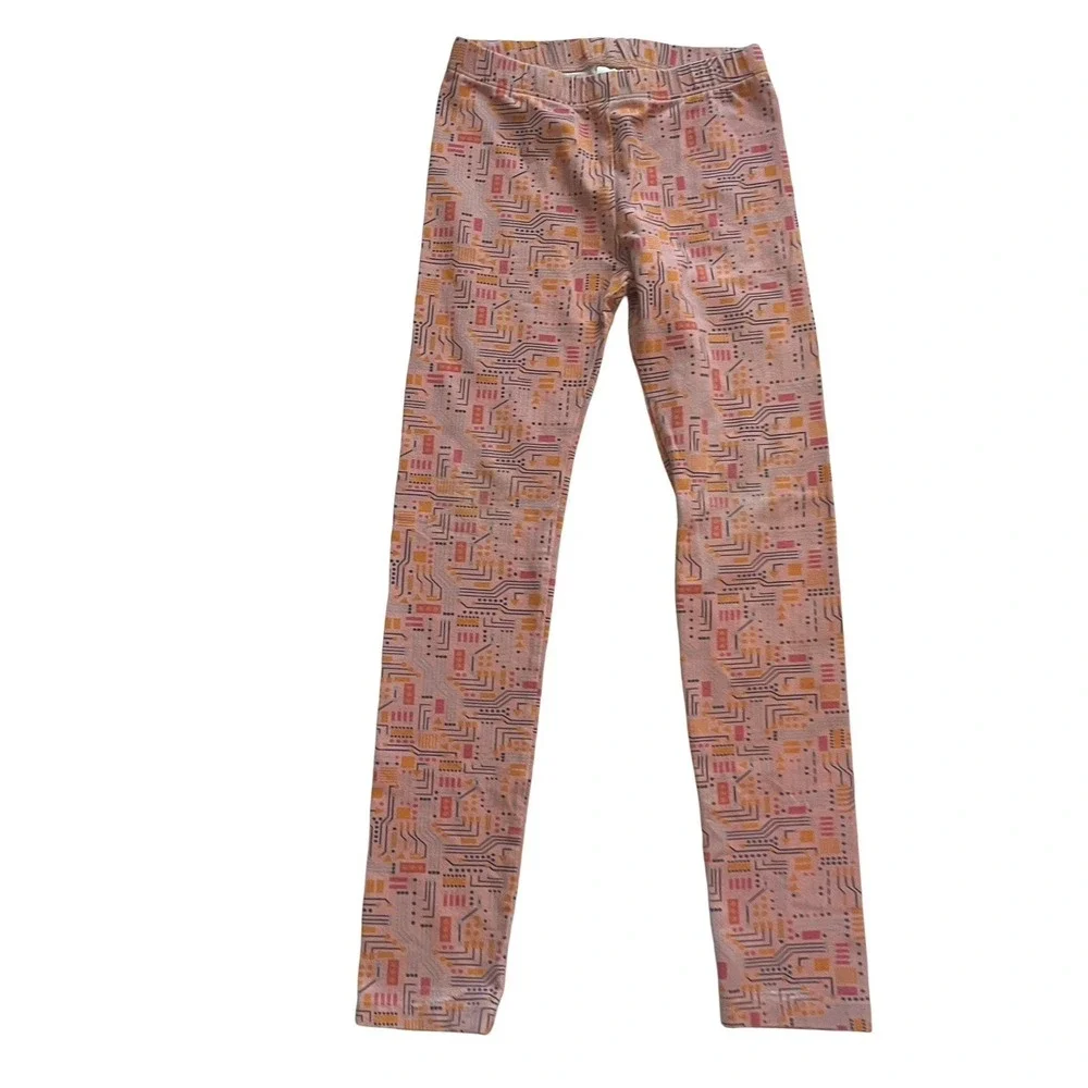 Piccolina Girls‎ Size 10 Leggings, Lot of 2, Red Travel & Pink Geometric Coding